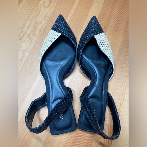 Zara Limited Edition Raffia Slingback Sandal Flats - Picture 3 of 7